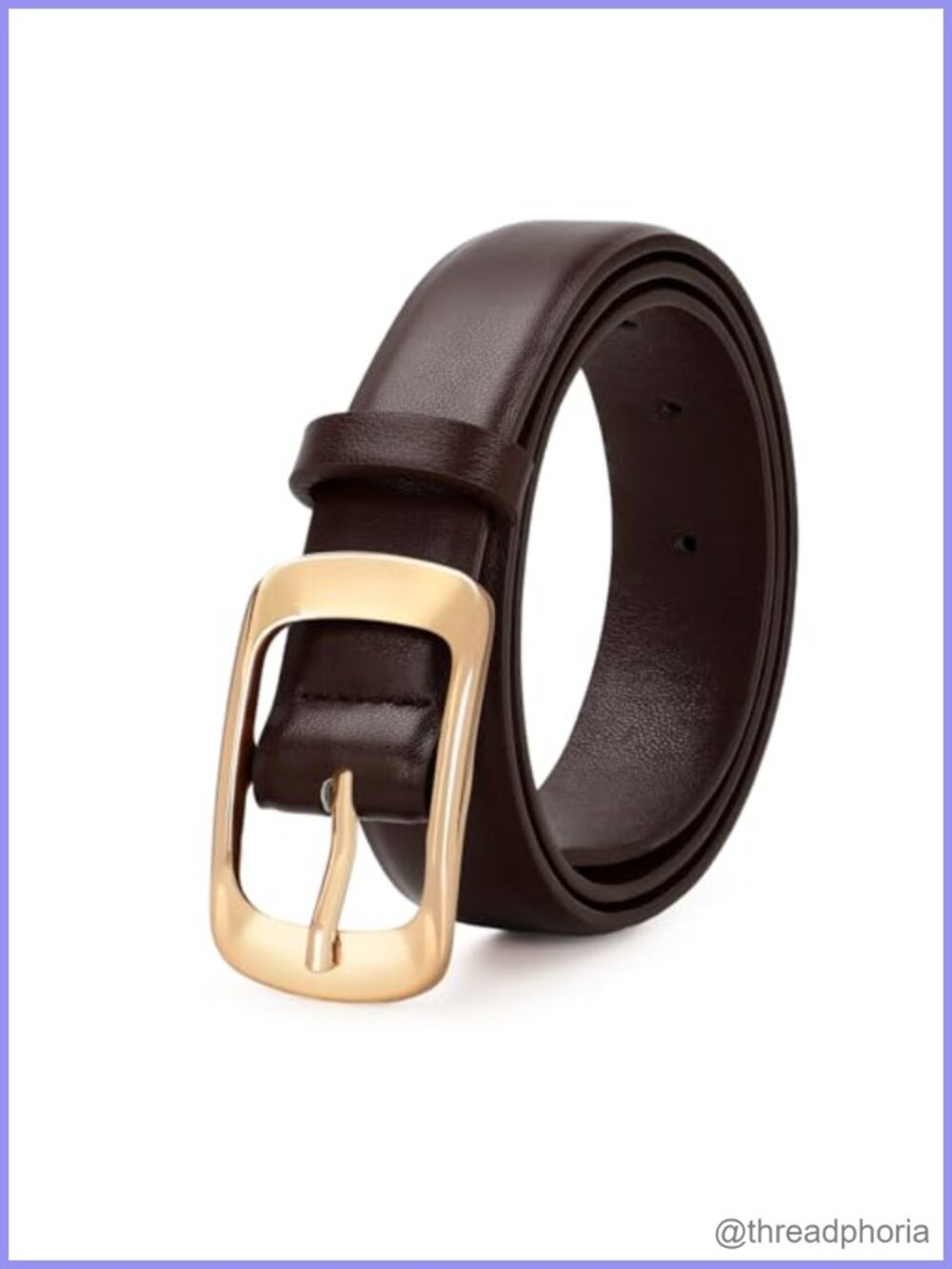 Women's Faux Leather Waist Belt with Gold Buckle - Dress & Jeans